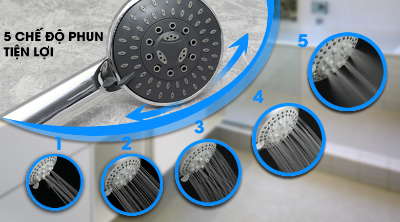 Vòi sen 5 chế độ - Máy nước nóng Ariston SMC45PE-VN 4.5kW Vòi sen 5 chế độ - Máy nước nóng Ariston SMC45PE-VN 4.5kW