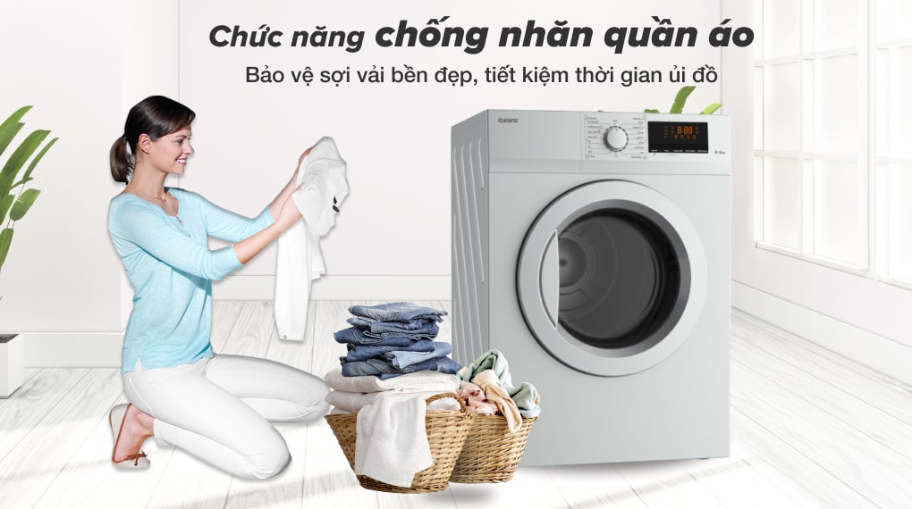 Máy sấy Galanz DV-80T5C(S) - Chức năng chống nhăn quần áo Máy sấy Galanz DV-80T5C(S) - Chức năng chống nhăn quần áo