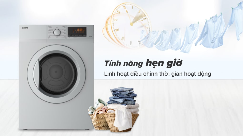 Máy sấy Galanz DV-80T5C(S) - Tính năng hẹn giờ Máy sấy Galanz DV-80T5C(S) - Tính năng hẹn giờ