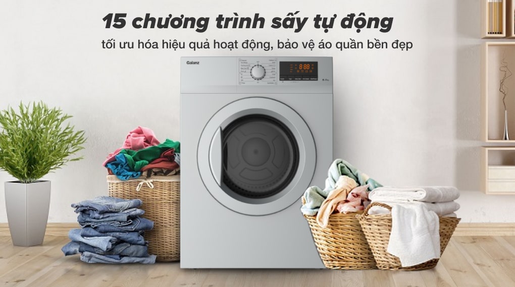 Máy sấy Galanz DV-80T5C(S) - 15 chương trình giặt sấy tự động Máy sấy Galanz DV-80T5C(S) - 15 chương trình giặt sấy tự động