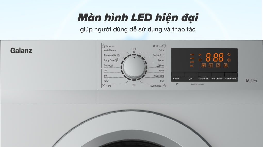 Máy sấy Galanz DV-80T5C(S) - Bảng điều khiển Máy sấy Galanz DV-80T5C(S) - Bảng điều khiển