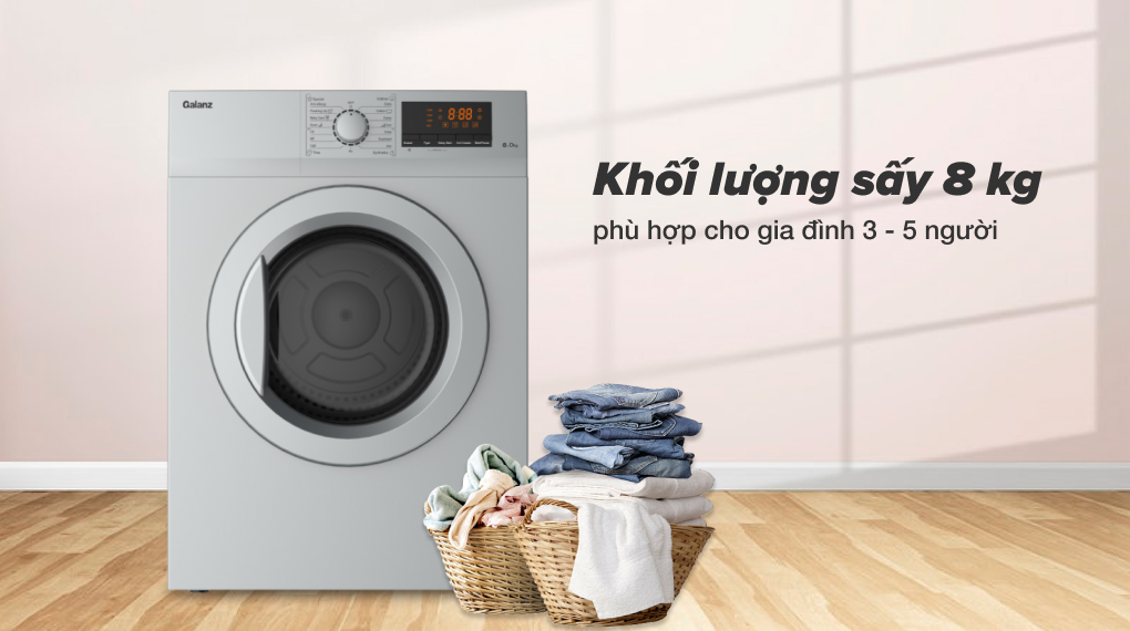 Máy sấy Galanz DV-80T5C(S) - Khối lượng sấy 8kg Máy sấy Galanz DV-80T5C(S) - Khối lượng sấy 8kg
