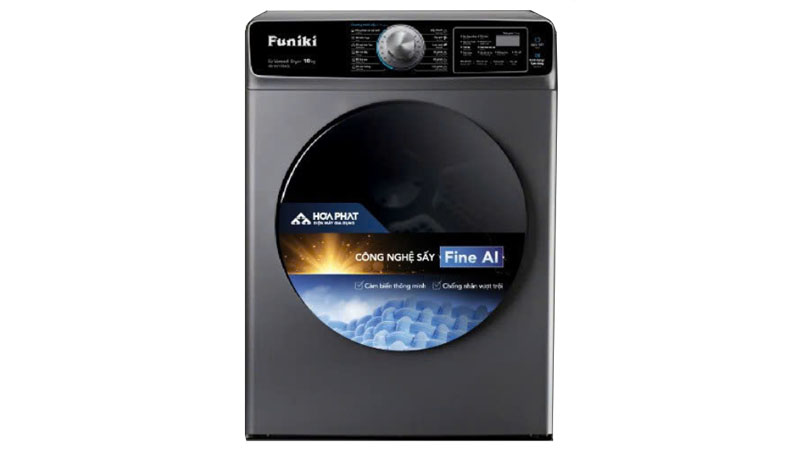 Thiết kế máy sấy quần áo Funiki HD V6100AG Máy sấy thông hơi Funiki HD V6100AG 10kg màu ghi