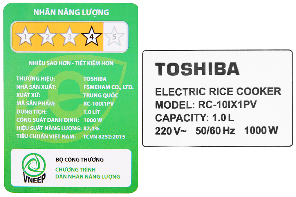 Nồi cơm cao tần Toshiba 1 lít RC-10IX1PV Nồi cơm cao tần Toshiba 1 lít RC-10IX1PV