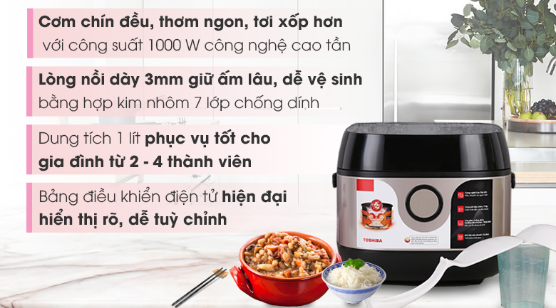 Nồi cơm cao tần Toshiba 1 lít RC-10IX1PV Nồi cơm cao tần Toshiba 1 lít RC-10IX1PV