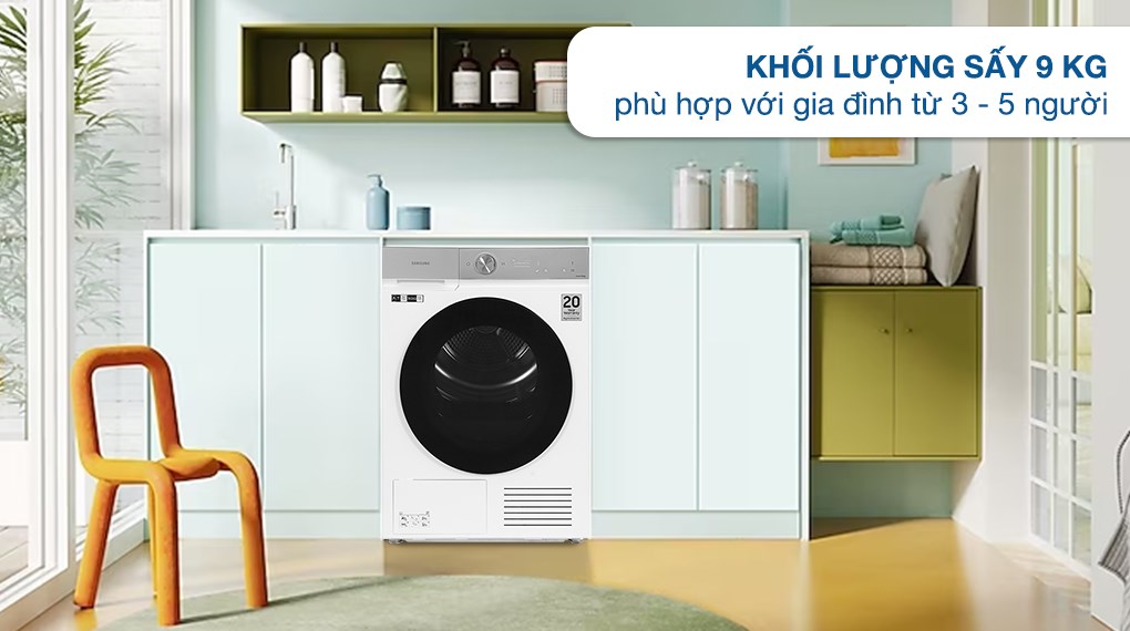Máy sấy bơm nhiệt Samsung Bespoke AI 9 kg DV90BB9440GH