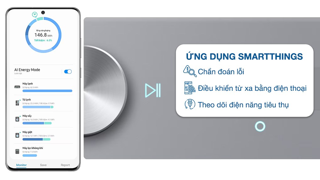 Máy sấy bơm nhiệt Samsung Bespoke AI 9 kg DV90BB9440GH
