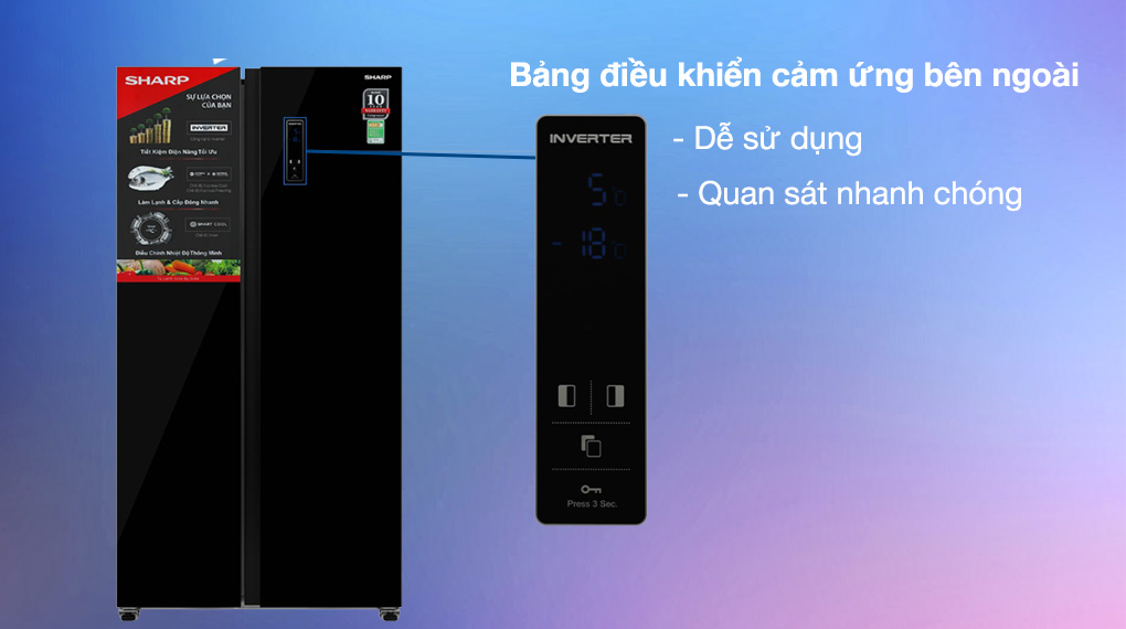 Tủ lạnh Sharp Inverter 442 lít SJ-SBX440VG-BK
