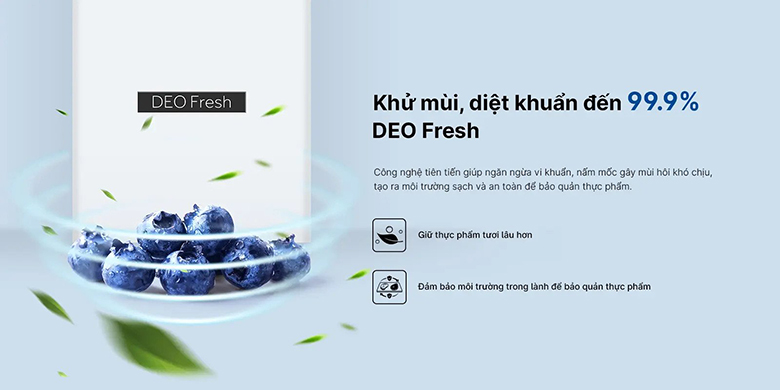 Tủ lạnh Aqua AQR-B390MA(SLB) khử khuẩn DEO Fresh và bạn không còn cảm thấy mùi của thức ăn
