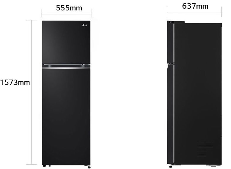 Kích thước tủ lạnh LG GV-B242WB Inverter 243 lít