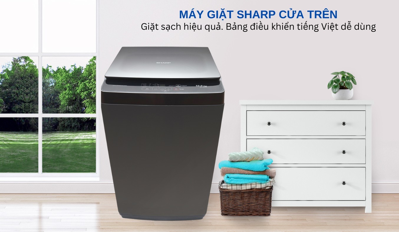 Máy giặt Sharp 10 kg ES-Y100HV-S - Công nghệ Inverter tiết kiệm điện vượt trội