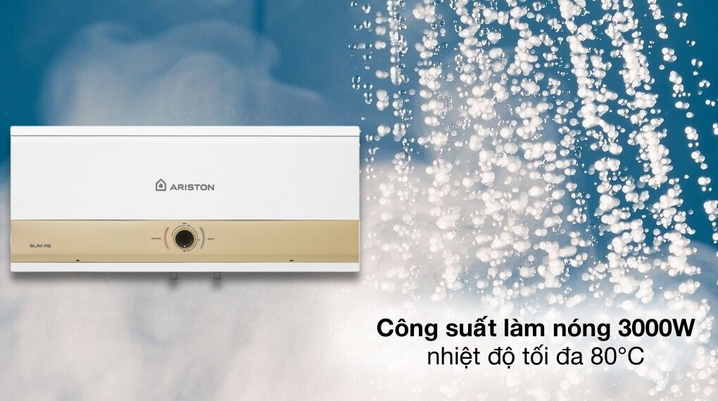 Máy nước nóng gián tiếp Ariston 30 lít 3000W SLIM3 30 RS MT 3KW - Đặc điểm làm nóng
