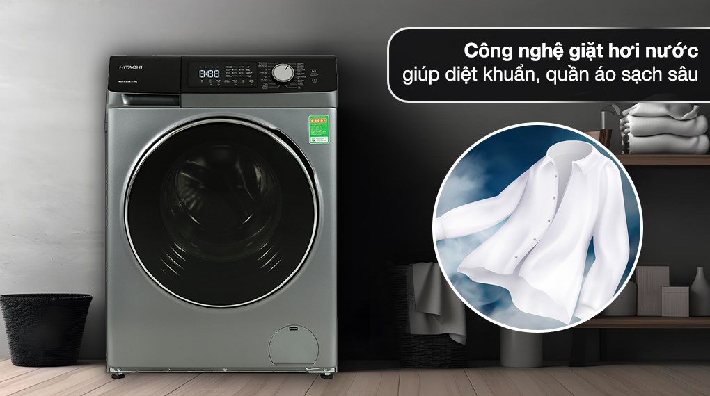 Máy giặt sấy Hitachi Inverter giặt 10.5 kg - sấy 7 kg BD-D1054HVOS - Công nghệ giặt hơi nước