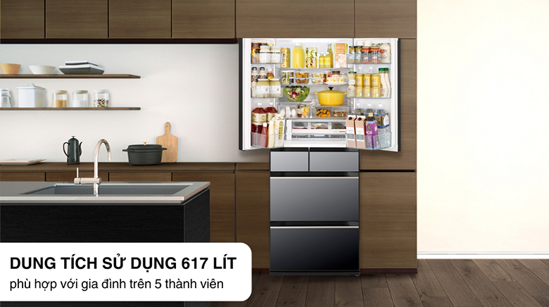 Tủ lạnh Hitachi Inverter 617 lít R-HW620RV(X) - Dung tích 617 lít
