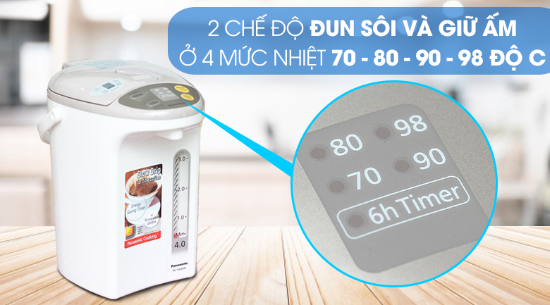 Bình thủy điện Panasonic NC-EG4000CSY 4 lít - Chế độ đun
